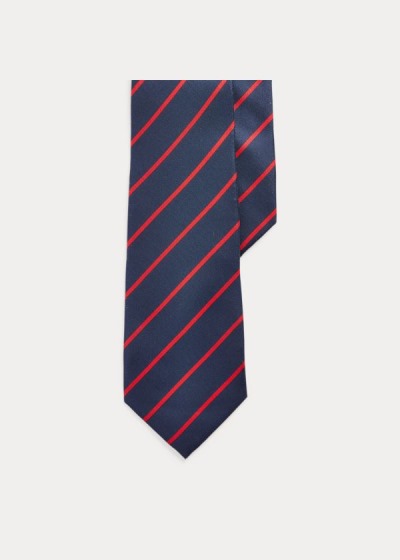 Corbatas Ralph Lauren Hombre Azul Marino / Rojos - Striped Silk Habutai - NUMDV0543